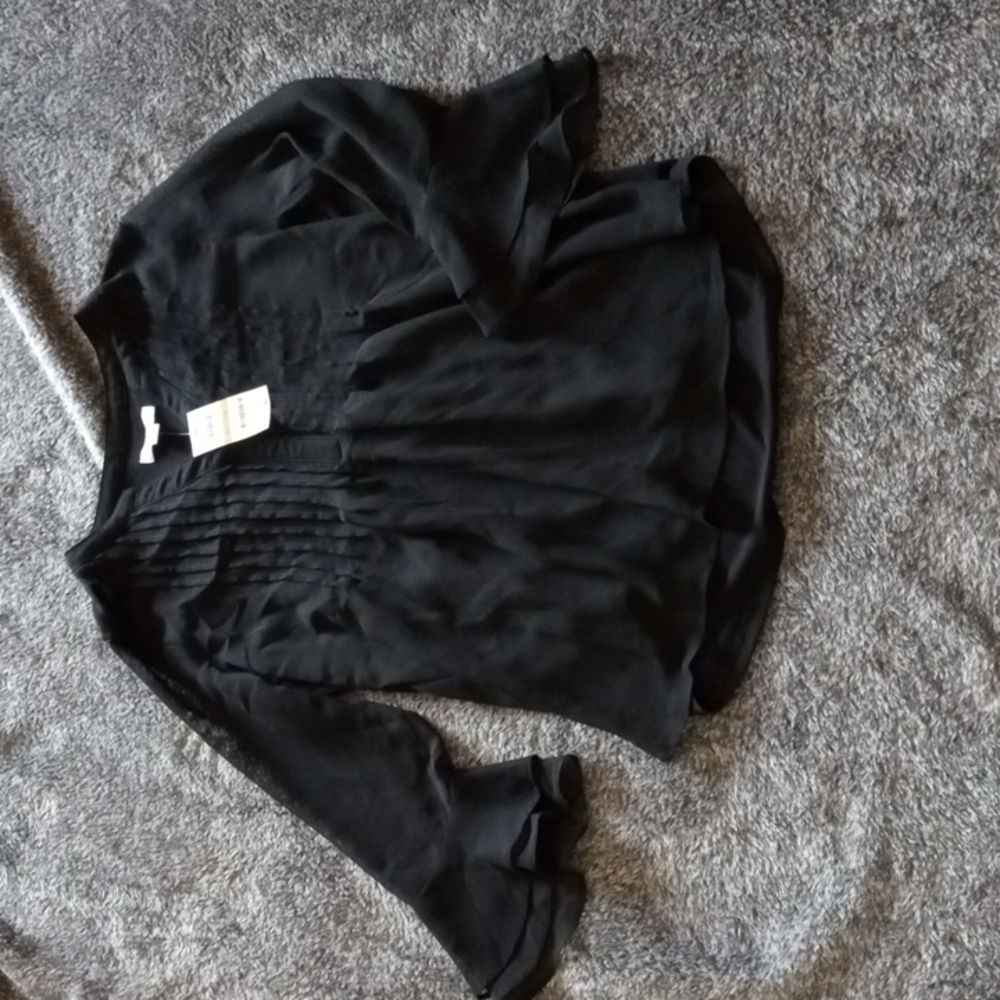 Charter Club bell sleeved pintucked sheer blouse NWT